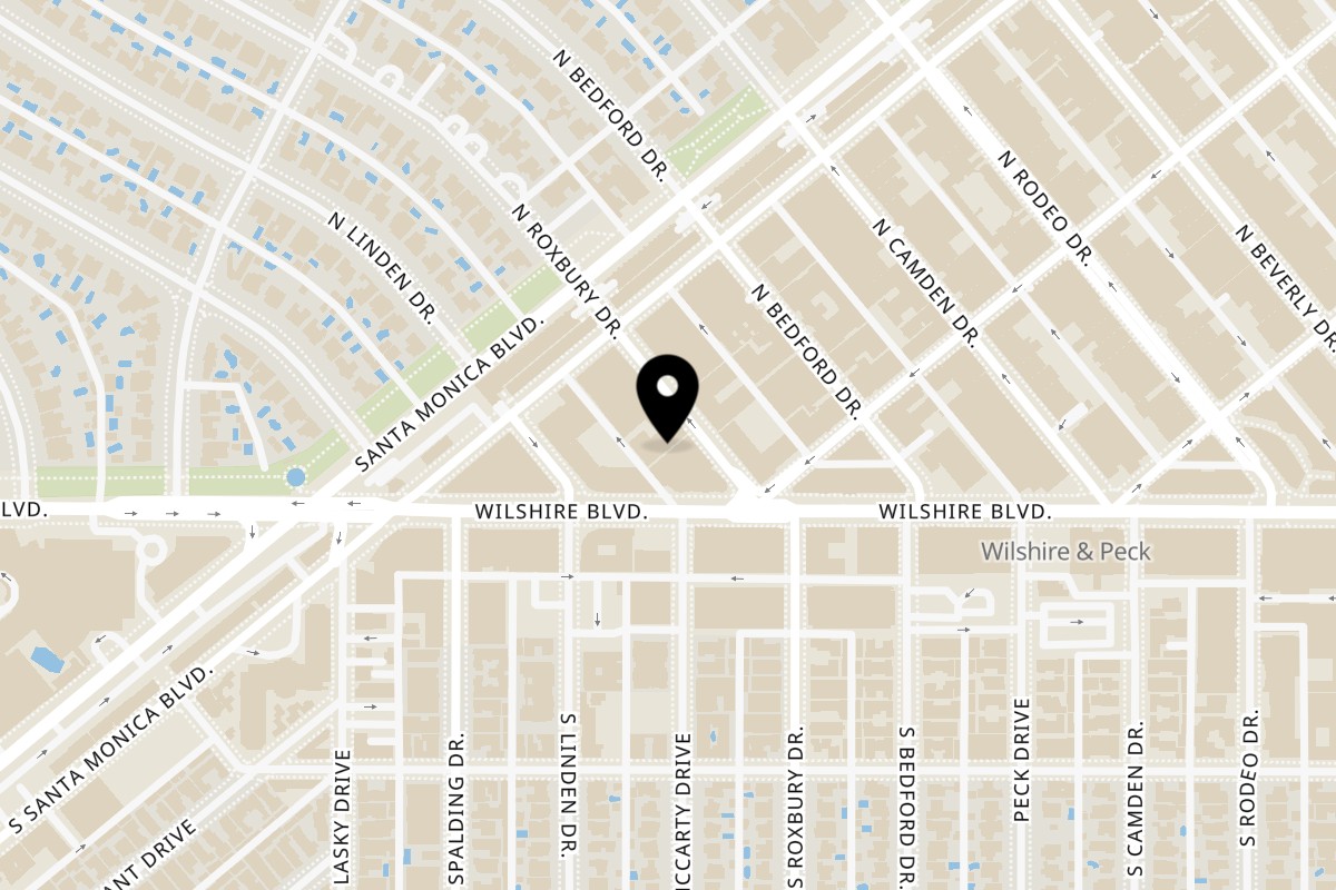 Map showing the location of Mickey Fine Grill on 433 N Roxbury Dr Ste b in Beverly Hills